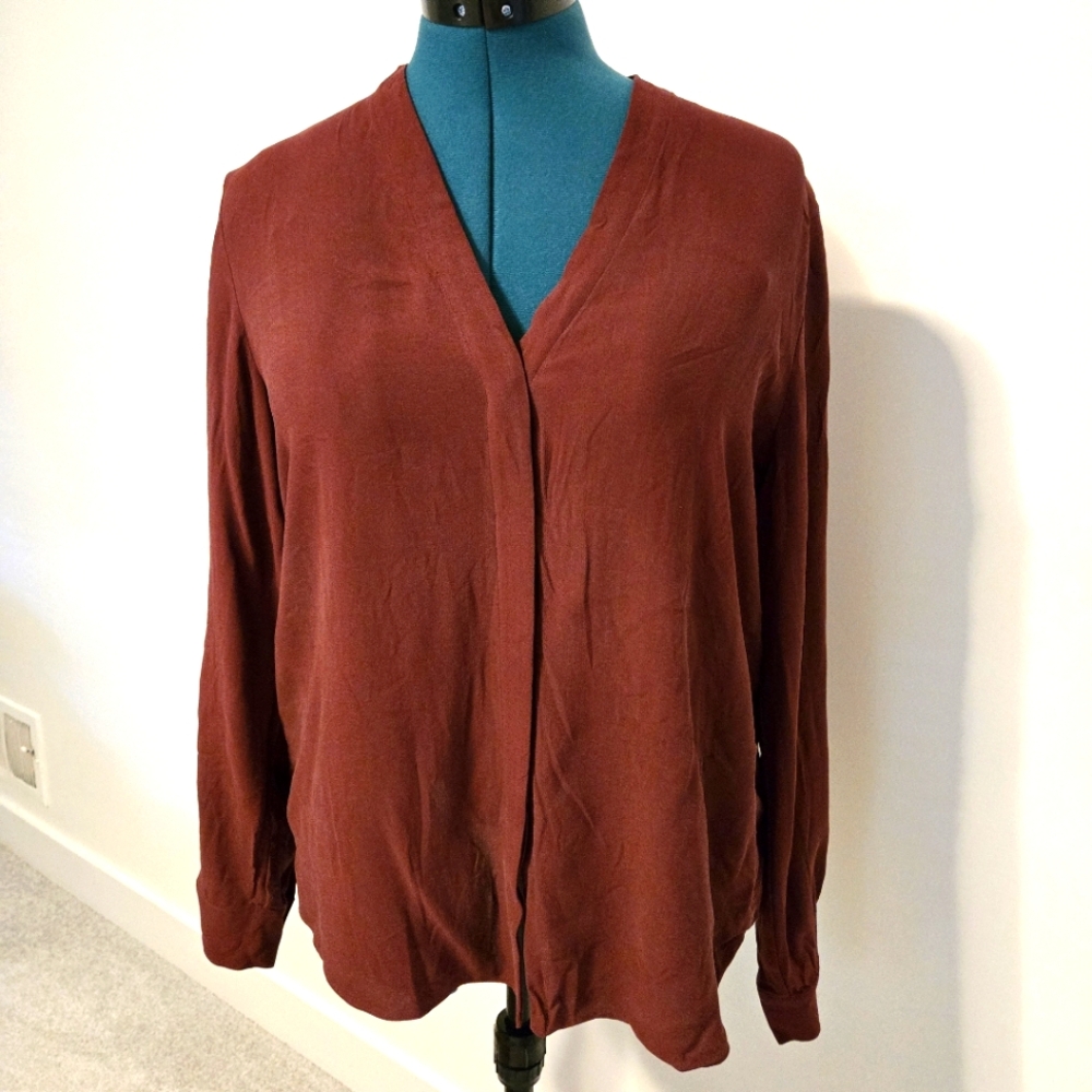 Eileen Fisher Deep Red Silk Blouse